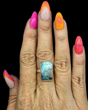 Load image into Gallery viewer, Rectangle Paua Shell Ring, Size 8.25, Sterling Silver, Abalone Shell, Brings Prosperity, Peace, Good Luck &amp; Strength