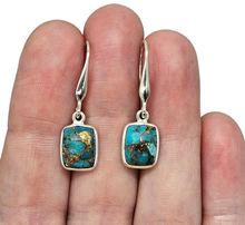 Load image into Gallery viewer, Rectangle Turquoise Earrings, December Birthstone, Sterling Silver, Protection Stone - GemzAustralia 
