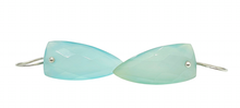 Load image into Gallery viewer, Blue Green Chalcedony Earrings, Sterling Silver, Arrowhead Design, Ethereal - GemzAustralia 