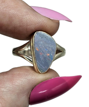 Load image into Gallery viewer, Doublet Opal Ring, Size S, October Birthstone, Australian Opal, Sterling Silver - GemzAustralia 