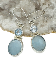 Load image into Gallery viewer, Aquamarine &amp; Blue Topaz Earrings, March and December Birthstones, Sterling Silver - GemzAustralia 