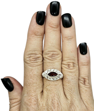 Load image into Gallery viewer, Marquise Garnet Ring, January Birthstone, 3 Sizes, Sterling Silver, Energy Stone, Natural - GemzAustralia 
