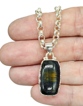 Load image into Gallery viewer, Rainbow Obsidian Pendant, Sterling Silver, Rectangle Shaped, Volcanic Gemstone - GemzAustralia 
