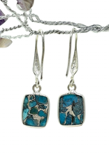 Load image into Gallery viewer, Rectangle Turquoise Earrings, December Birthstone, Sterling Silver, Protection Stone - GemzAustralia 
