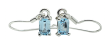 Load image into Gallery viewer, Emerald Faceted Blue Topaz Earrings, 6.2 carats, Sterling Silver, December Birthstone - GemzAustralia 