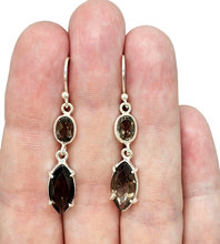 Load image into Gallery viewer, Dangly Smoky Quartz Earrings, Double drops, Sterling Silver, Caramel Brown, Grounding - GemzAustralia 