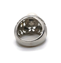 Load image into Gallery viewer, Pearl Ring, 925 Sterling Silver, White Lustre, Matte Silver &amp; Highly polished Silver, size 7 1/2 - GemzAustralia 