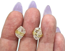 Load image into Gallery viewer, Raw Herkimer Diamond Studs, April Birthstone, Sterling Silver, 18k gold Plated - GemzAustralia 