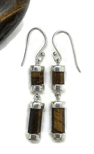 Load image into Gallery viewer, Hexagon Tiger's Eye Earrings, Sterling Silver, Double Drops, Courage Symbol, Protection - GemzAustralia 