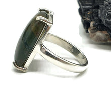 Load image into Gallery viewer, Bloodstone Ring, Size 9.5, Sterling Silver, Rectangle Shaped, Green Chalcedony - GemzAustralia 