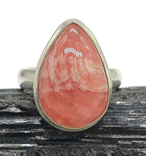 Load image into Gallery viewer, Rhodochrosite Ring, Size 6.5, Pear Shaped, Sterling Silver, Rosa Del Inca Gemstone - GemzAustralia 
