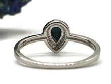 Load image into Gallery viewer, Emerald and Diamond Halo Ring, size 8, Sterling Silver, May Birthstone, Pear faceted - GemzAustralia 
