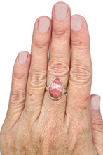 Load image into Gallery viewer, Rhodochrosite Ring, Size 6.5, Pear Shaped, Sterling Silver, Rosa Del Inca Gemstone - GemzAustralia 