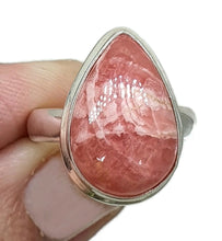 Load image into Gallery viewer, Rhodochrosite Ring, Size 6.5, Pear Shaped, Sterling Silver, Rosa Del Inca Gemstone - GemzAustralia 