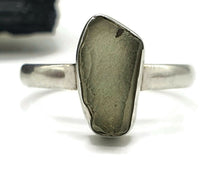 Load image into Gallery viewer, Raw Moldavite Ring, Size 11, Sterling Silver, Forest / Olive green Gem - GemzAustralia 