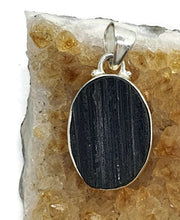 Load image into Gallery viewer, Black Tourmaline Pendant, Sterling Silver, Rough Gemstone, October Birthstone - GemzAustralia 