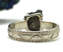 Load image into Gallery viewer, Raw Meteorite Ring, Size 8, Sterling Silver, Metallic Grey Gem, 4 prong, Campo del Cielo - GemzAustralia 