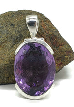 Load image into Gallery viewer, Deep Purple Amethyst Pendant, 29 carats, Oval Faceted, Sterling Silver, February Birthstone - GemzAustralia 