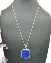 Load image into Gallery viewer, Lapis Lazuli Pendant, Square Shape, Sterling Silver, Protection Stone, Bezel Set - GemzAustralia 