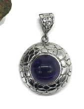 Load image into Gallery viewer, Amethyst Pendant, Sterling Silver, Round Cabochon Amethyst, February Birthstone - GemzAustralia 