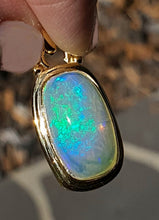 Load image into Gallery viewer, Rectangle Opal Pendant, 18K Gold Plated, Sterling Silver, October Birthstone, Aura Gem - GemzAustralia 