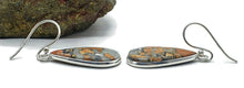 Load image into Gallery viewer, Maligano Jasper Earrings, Sterling Silver, Pear Shaped, Orange &amp; Grey Gemstone - GemzAustralia 