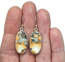 Load image into Gallery viewer, Maligano Jasper Earrings, Sterling Silver, Long Oval Shaped, Orange &amp; Grey Gemstone - GemzAustralia 