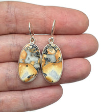 Load image into Gallery viewer, Maligano Jasper Earrings, Sterling Silver, Long Oval Shaped, Orange &amp; Grey Gemstone - GemzAustralia 