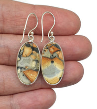 Load image into Gallery viewer, Maligano Jasper Earrings, Sterling Silver, Long Oval Shaped, Orange &amp; Grey Gemstone - GemzAustralia 