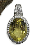 Load image into Gallery viewer, Lemon Quartz &amp; Zircon Halo Pendant, 13 carats, Sterling Silver, Oval Shaped - GemzAustralia 