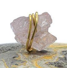 Load image into Gallery viewer, Raw Rose Quartz Stud, Gold Plated Sterling Silver, Rough gemstone, Romance Stone - GemzAustralia 