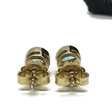 Load image into Gallery viewer, Blue Apatite Studs, Sterling Silver, 14k gold plated, Round Faceted, Bright Blue Gemstone - GemzAustralia 