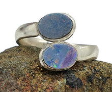 Load image into Gallery viewer, Australian Opal Ring, size 10, Sterling Silver, Blue, Green, Pink &amp; Gold Opal, Love and Passion - GemzAustralia 