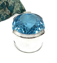 Load image into Gallery viewer, Swiss Blue Topaz Pendant, Sterling Silver, Oval Faceted, 36 carats, December Birthstone - GemzAustralia 