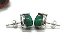 Load image into Gallery viewer, Malachite Stud Earrings, Sterling Silver, Pear Shaped, Beautiful Rich Green Gemstone - GemzAustralia 