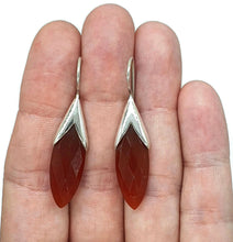 Load image into Gallery viewer, Carnelian Earrings, Artist's Stone, Warm Vibrant Gem, Marquise Shape, Sterling Silver - GemzAustralia 
