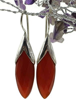 Load image into Gallery viewer, Carnelian Earrings, Artist's Stone, Warm Vibrant Gem, Marquise Shape, Sterling Silver - GemzAustralia 