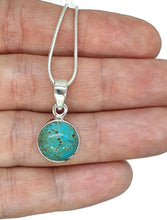 Load image into Gallery viewer, Round Turquoise Pendant, Sterling Silver, December Birthstone, Blue Turquoise, Protection - GemzAustralia 