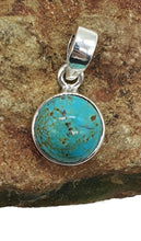 Load image into Gallery viewer, Round Turquoise Pendant, Sterling Silver, December Birthstone, Blue Turquoise, Protection - GemzAustralia 