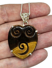 Load image into Gallery viewer, Tiger's Eye Pendant, Sterling Silver, Scroll Carving, Kundalini Awakening, Courage Stone - GemzAustralia 