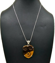 Load image into Gallery viewer, Tiger's Eye Pendant, Sterling Silver, Scroll Carving, Kundalini Awakening, Courage Stone - GemzAustralia 