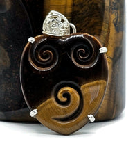 Load image into Gallery viewer, Tiger's Eye Pendant, Sterling Silver, Scroll Carving, Kundalini Awakening, Courage Stone - GemzAustralia 