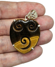 Load image into Gallery viewer, Tiger's Eye Pendant, Sterling Silver, Scroll Carving, Kundalini Awakening, Courage Stone - GemzAustralia 