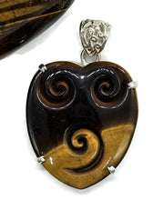 Load image into Gallery viewer, Tiger's Eye Pendant, Sterling Silver, Scroll Carving, Kundalini Awakening, Courage Stone - GemzAustralia 