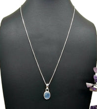 Load image into Gallery viewer, Oval Aquamarine Pendant, Sterling Silver, March Birthstone, Cabochon Aquamarine - GemzAustralia 