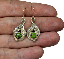 Load image into Gallery viewer, Green Mojave Turquoise Earrings, Sterling Silver, Leaf Design, Protection Stone - GemzAustralia 