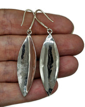 Load image into Gallery viewer, Bold &amp; Long Silver Earrings, Zig Zag Hammered Design, Sterling Silver, Marquise Shaped - GemzAustralia 