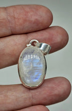 Load image into Gallery viewer, Rainbow Moonstone Pendant, Oval Shape, Sterling Silver, Goddess Gemstone - GemzAustralia 