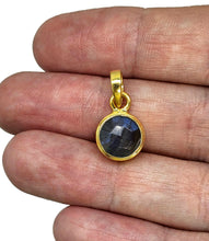 Load image into Gallery viewer, Blue Labradorite Pendant, Gold Plated Sterling Silver, Round Faceted, Magical Gemstone - GemzAustralia 