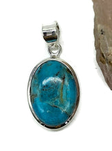Load image into Gallery viewer, Oval Turquoise Pendant, Sterling Silver, December Birthstone, Blue Turquoise - GemzAustralia 